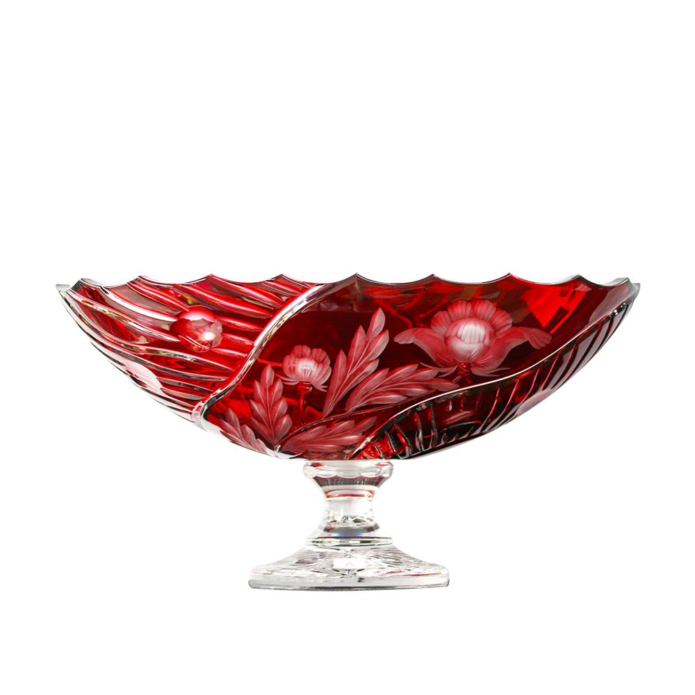 Âu đĩa pha lê cao cấp màu đỏ 40cm