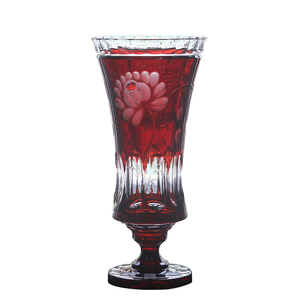 Bình hoa pha lê Prime Rose màu đỏ Bordeaux 43cm