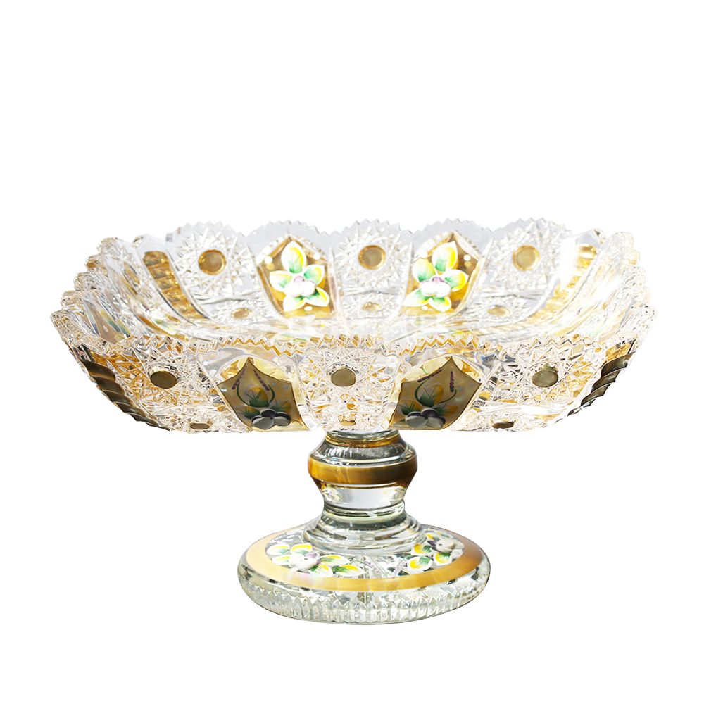 Đĩa pha lê mạ vàng cao cấp 28cm