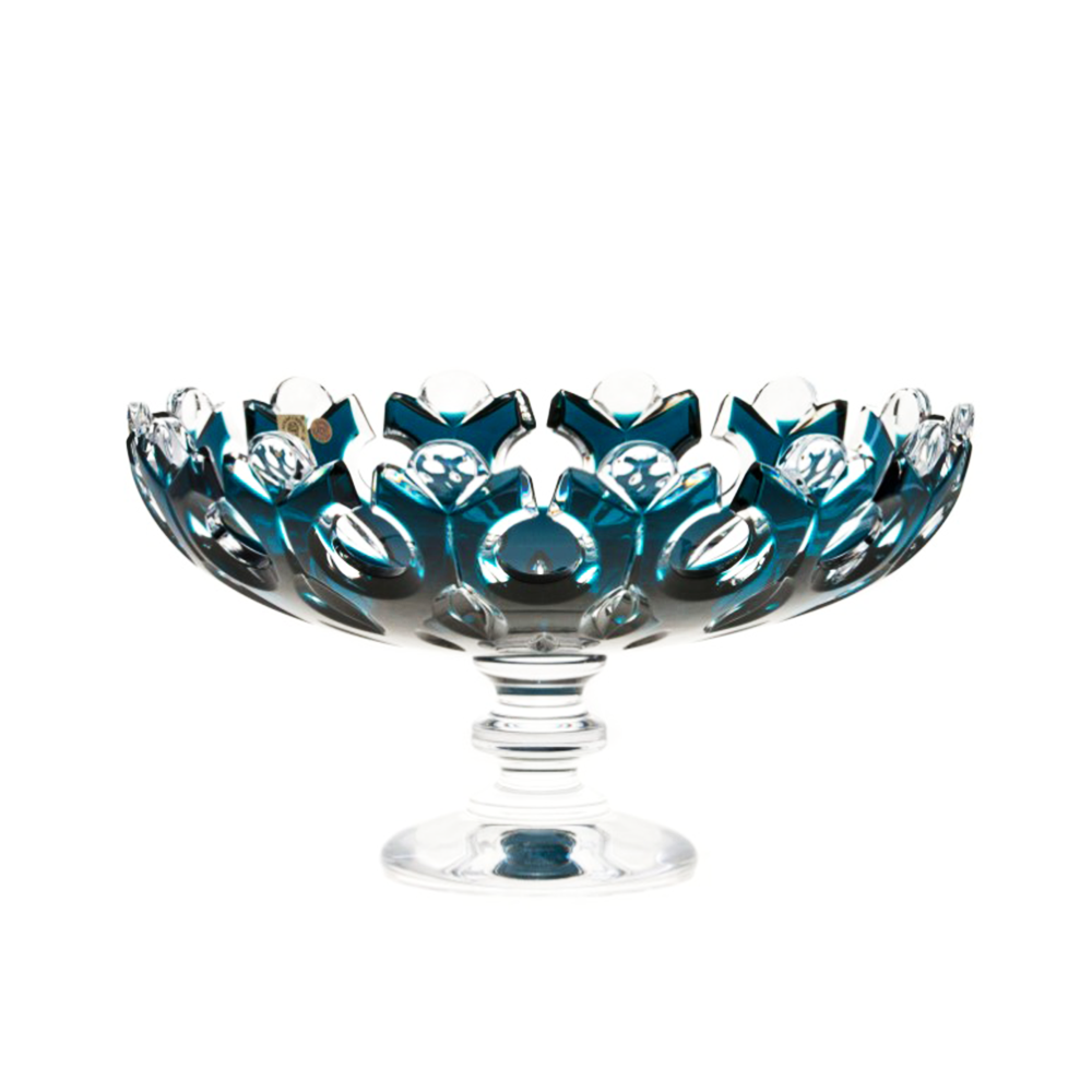 Đĩa pha lê màu xanh địa dương 30.5cm