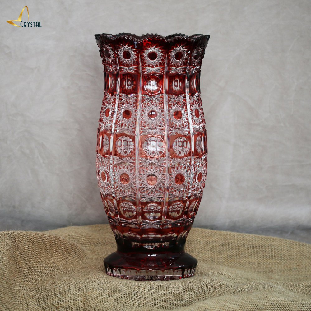 Bình hoa pha lê màu Paula Red 36.5cm