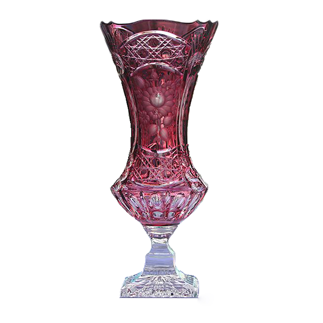 Bình hoa pha lê màu hồng 34 cm