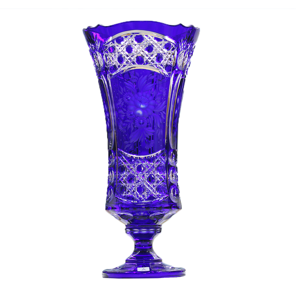 Bình hoa pha lê Luxury màu xanh dương 43 cm