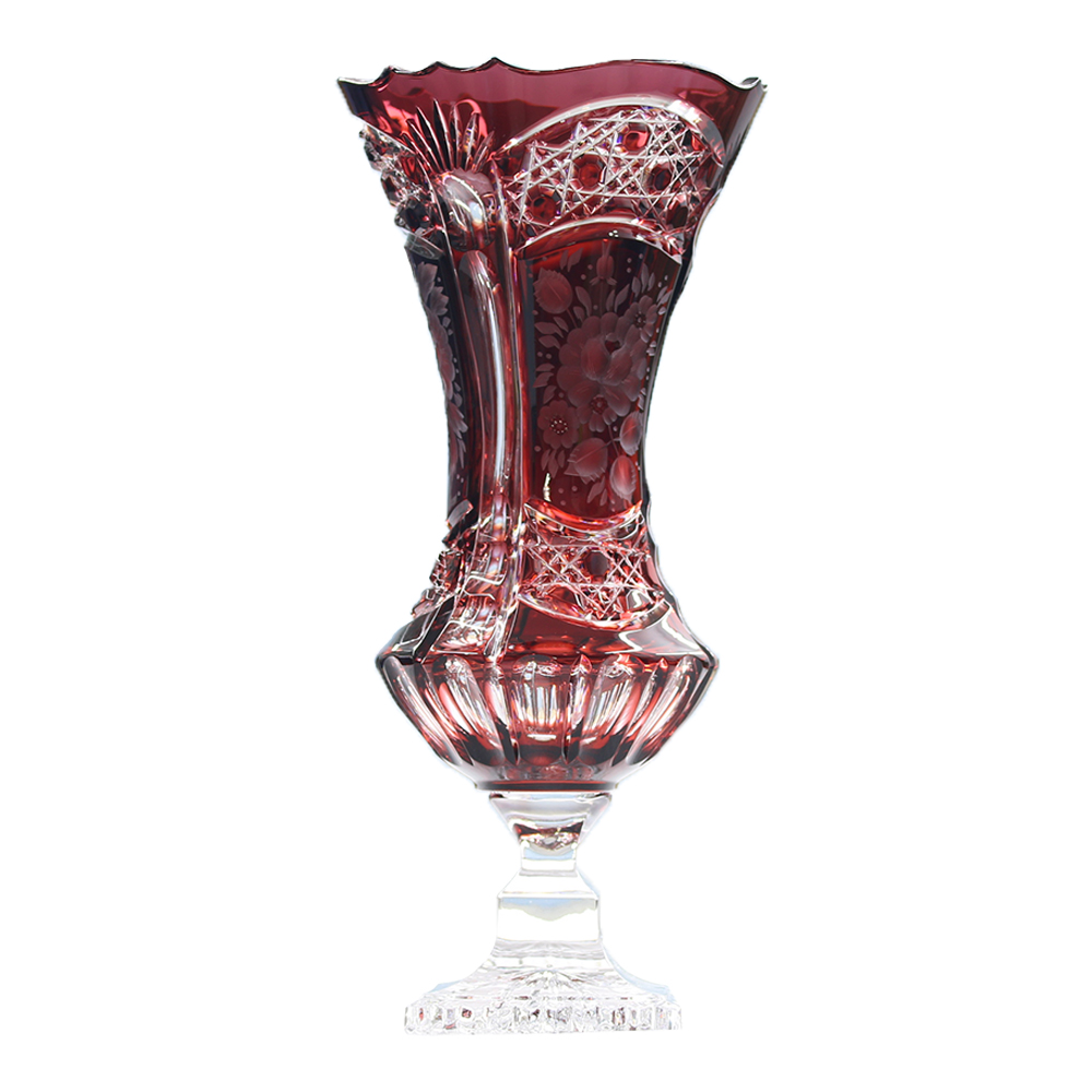 Bình hoa pha lê Luxury màu đỏ 34 cm