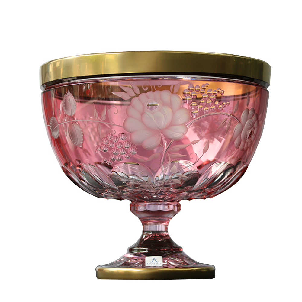 Âu đĩa pha lê Prime Rose màu hồng 30cm