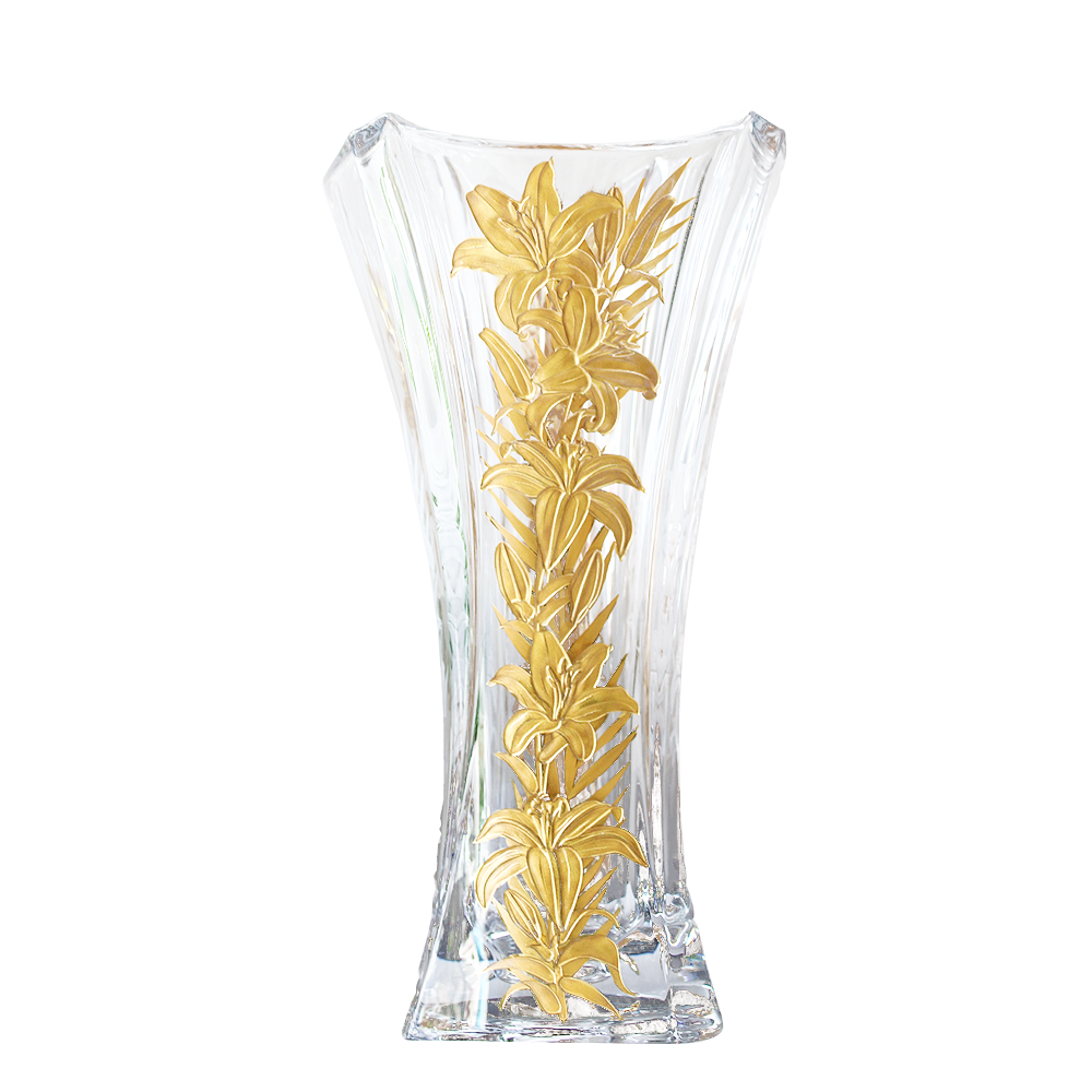 Bình hoa pha lê mạ vàng 30.5cm