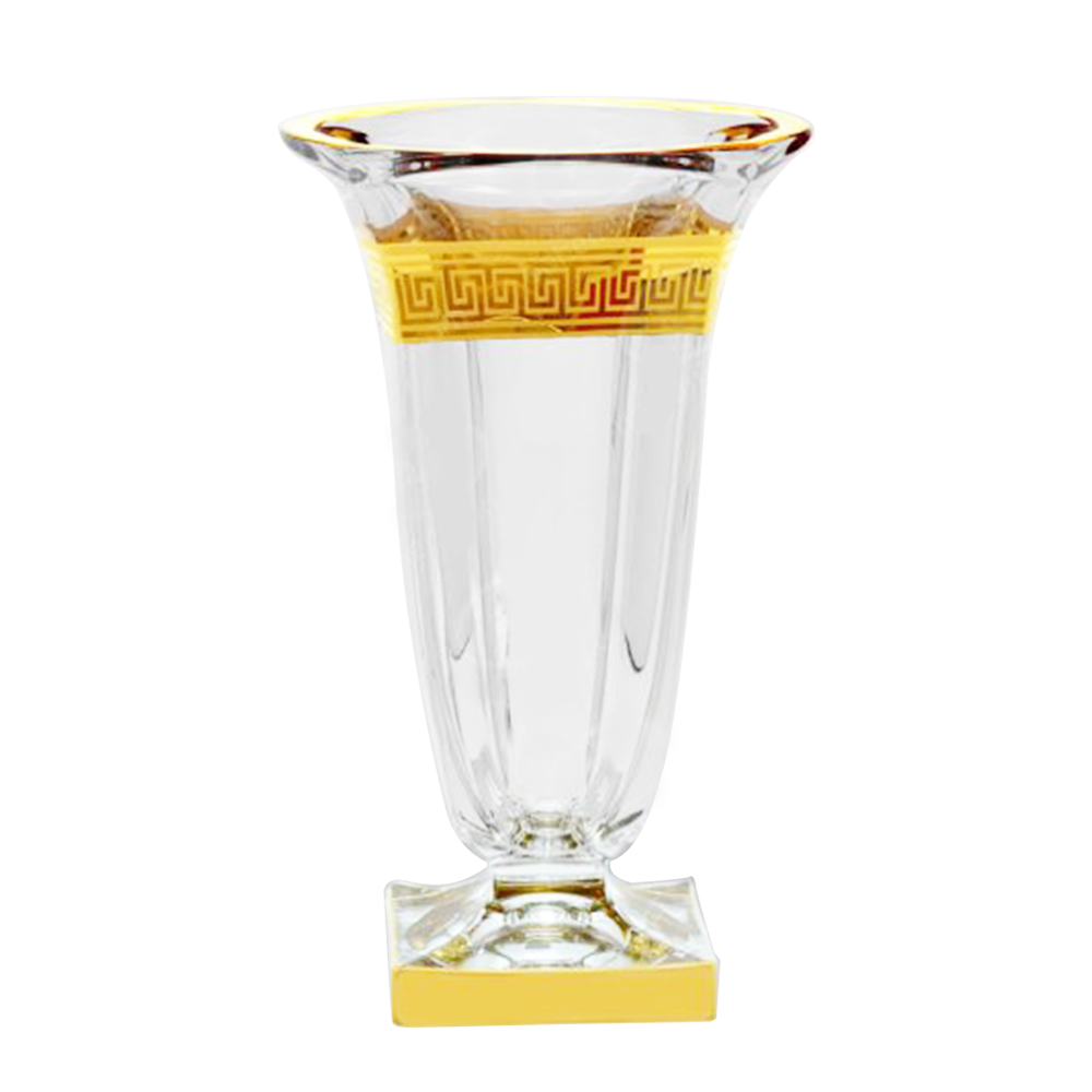 Bình hoa pha lê mạ vàng Tiệp Khắc 33cm